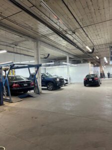 Interior of a car garage.